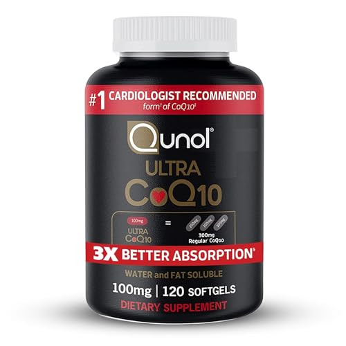 Qunol CoQ10 100mg Softgels, Ultra CoQ10 100mg, 3x Better Absorption, Antioxidant for Heart Health & Energy Production, Coenzyme Q10 Vitamins and Supplements, 4 Month Supply, 120 Count | Amazon (US)