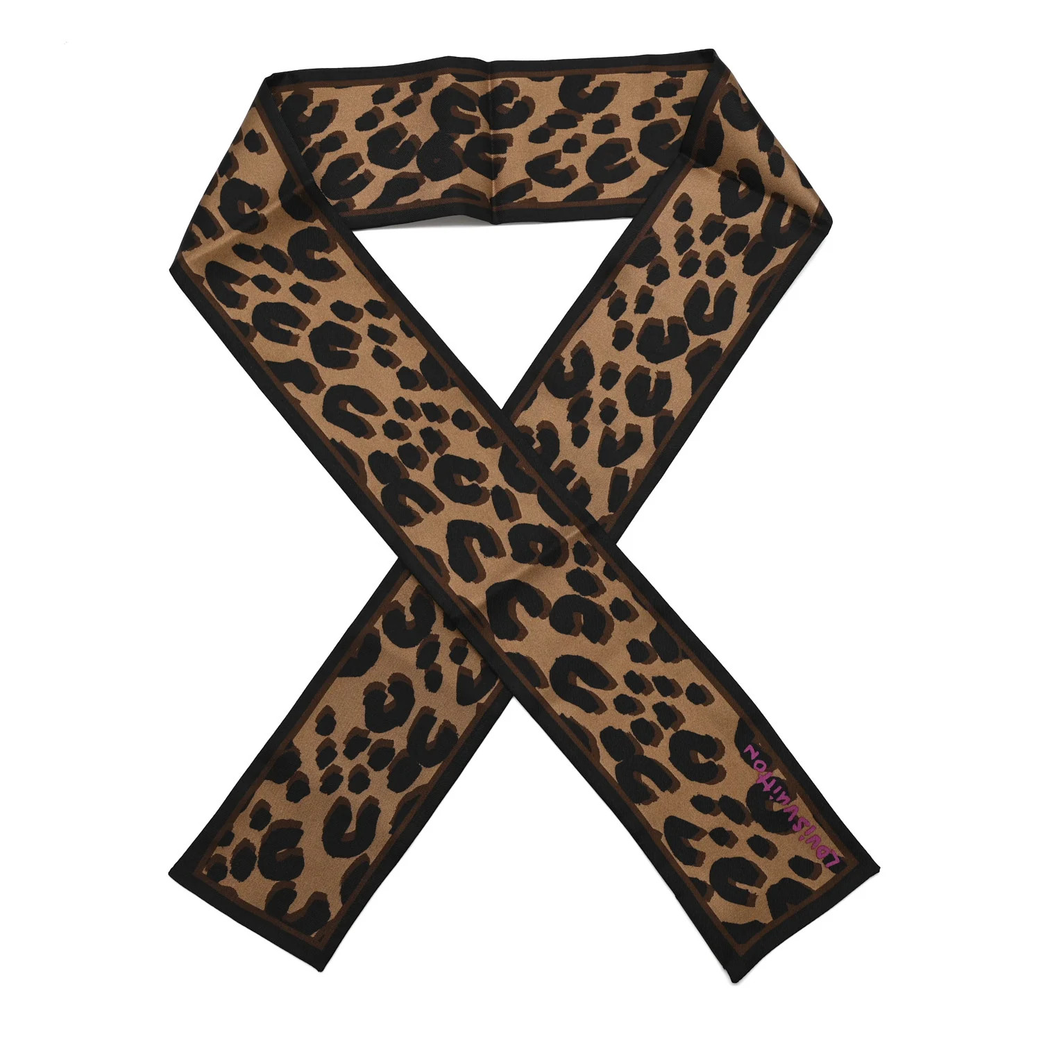 Silk Leopard Bandeau Scarf Marron | FASHIONPHILE (US)