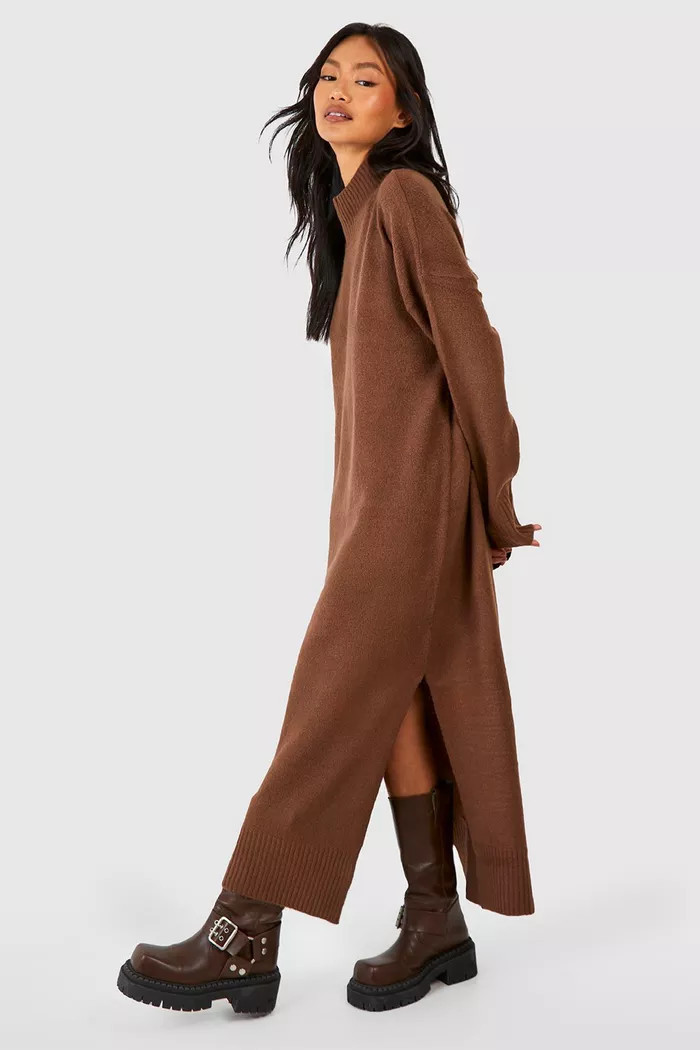 Knitted Roll Neck Midaxi Dress | boohoo (US & Canada)