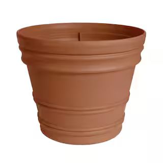 Bloem Rolled Rim 21.5 in. x 21.5 in. Terra Cotta Resin Indoor/Outdoor Planter RR2246 - The Home D... | The Home Depot