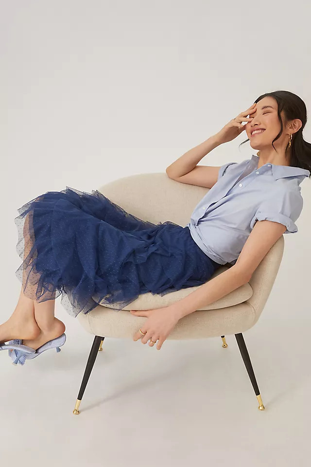 Tiered Tulle Midi Skirt | Anthropologie (US)