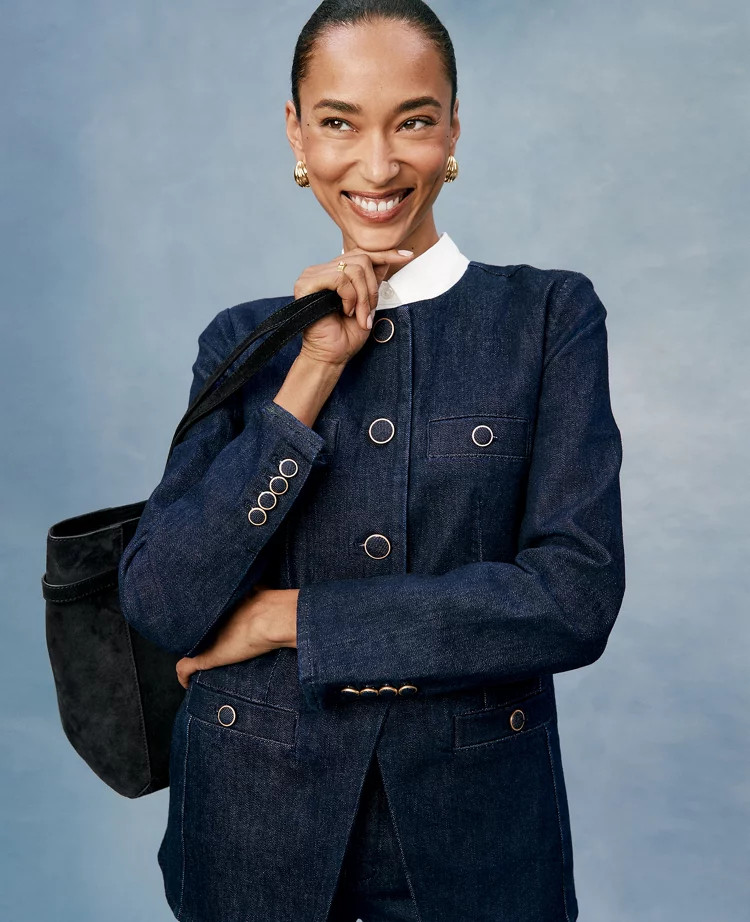 Denim Split Hem Jacket | Ann Taylor