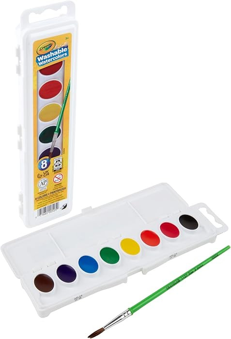 Crayola Washable Watercolors, Kids Paint Set, 8ct | Amazon (US)