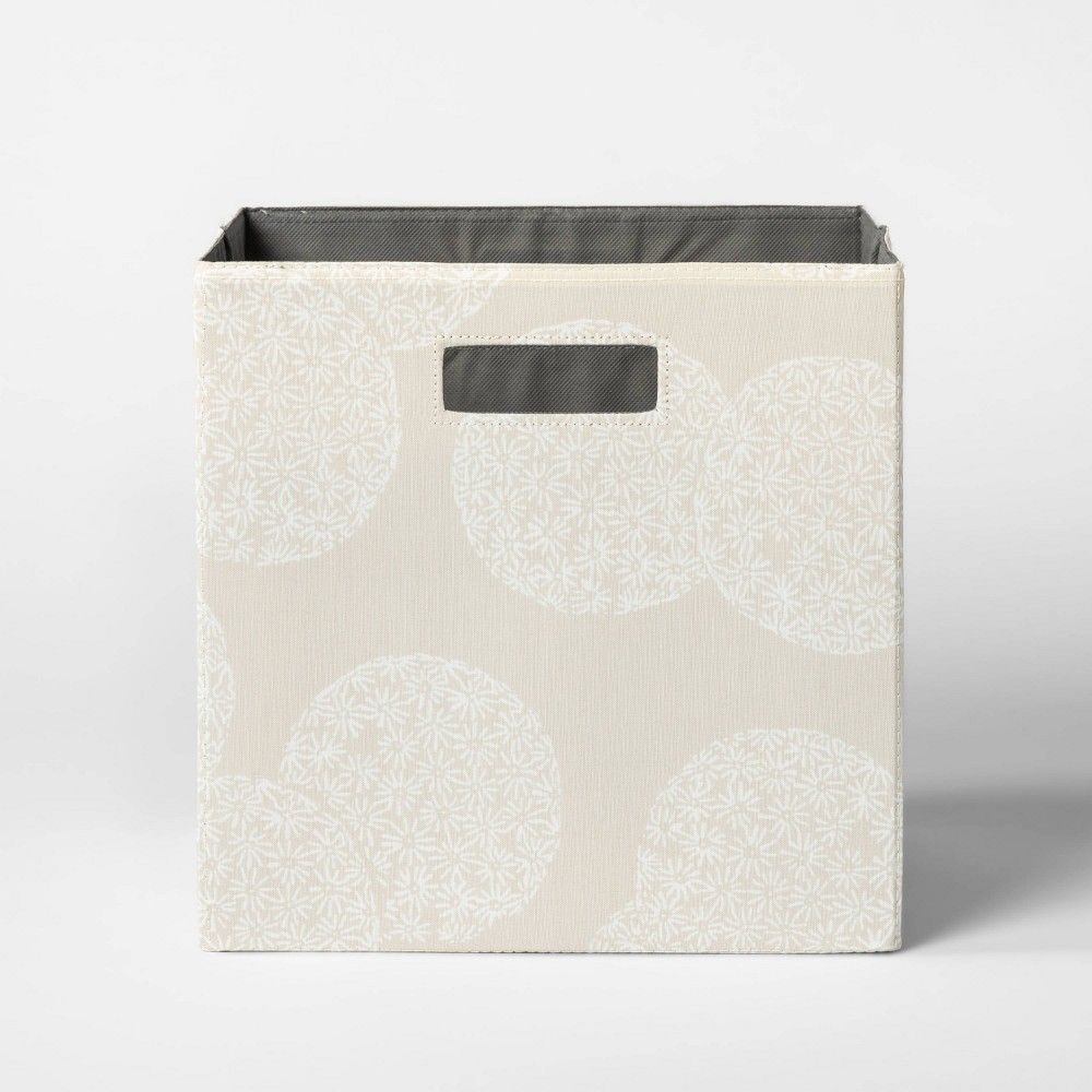 13" Fabric Cube Storage Bin Floral Pattern Beige - Threshold™ | Target