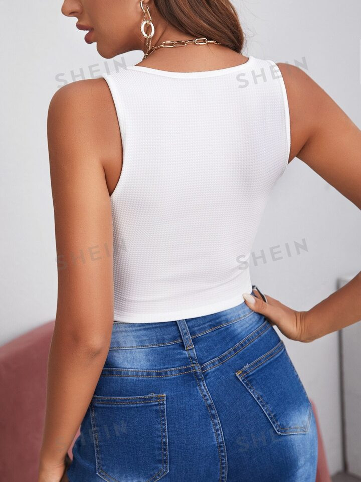 SHEIN BAE Square Neck Hanky Hem Tank Top | SHEIN