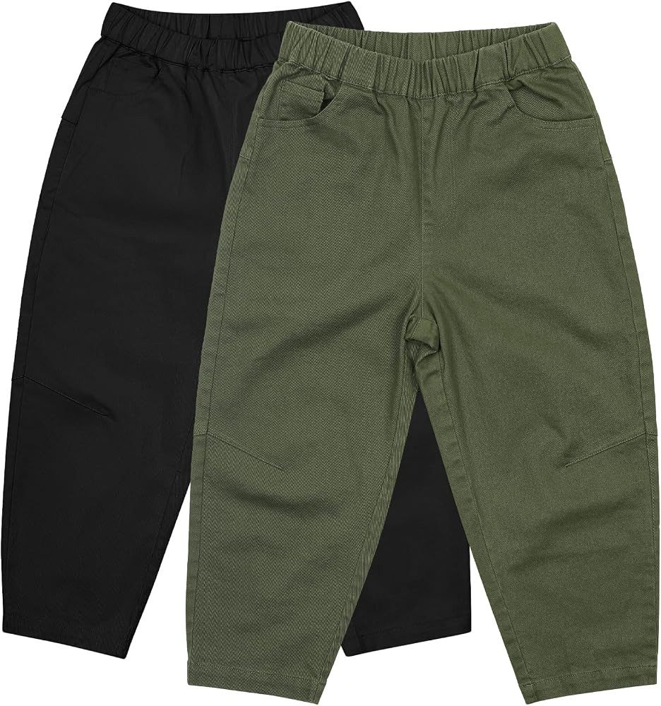 Erasers&pencils Boys 2 Pack Pull on Cargo Pants Athletic Workout Pants with Pocket Casual Uniform... | Amazon (US)