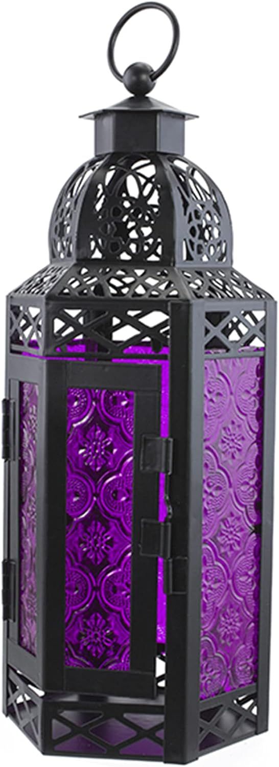 Westville Moroccan Style Glass Lanterns - Decorative Candle Holders - Stained Pressed-Glass Panel... | Amazon (US)