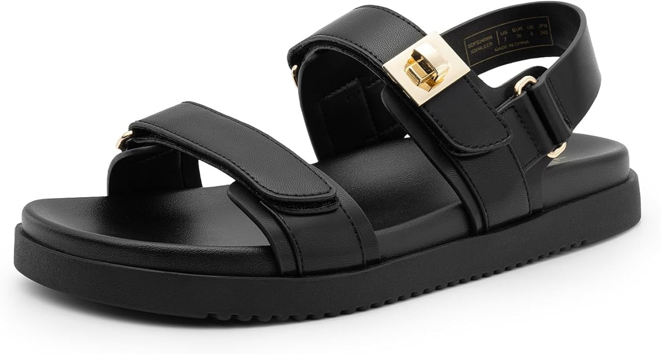 DREAM PAIRS Women's Comfortable Open Toe Flat Sandals Fashion One Band Summer Dessy Sandals | Amazon (US)