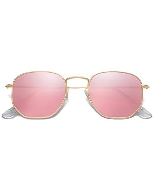SOJOS Polarized Sunglasses for Women and Men Small Hexagonal Mirrored Lens SJ1072 | Amazon (US)