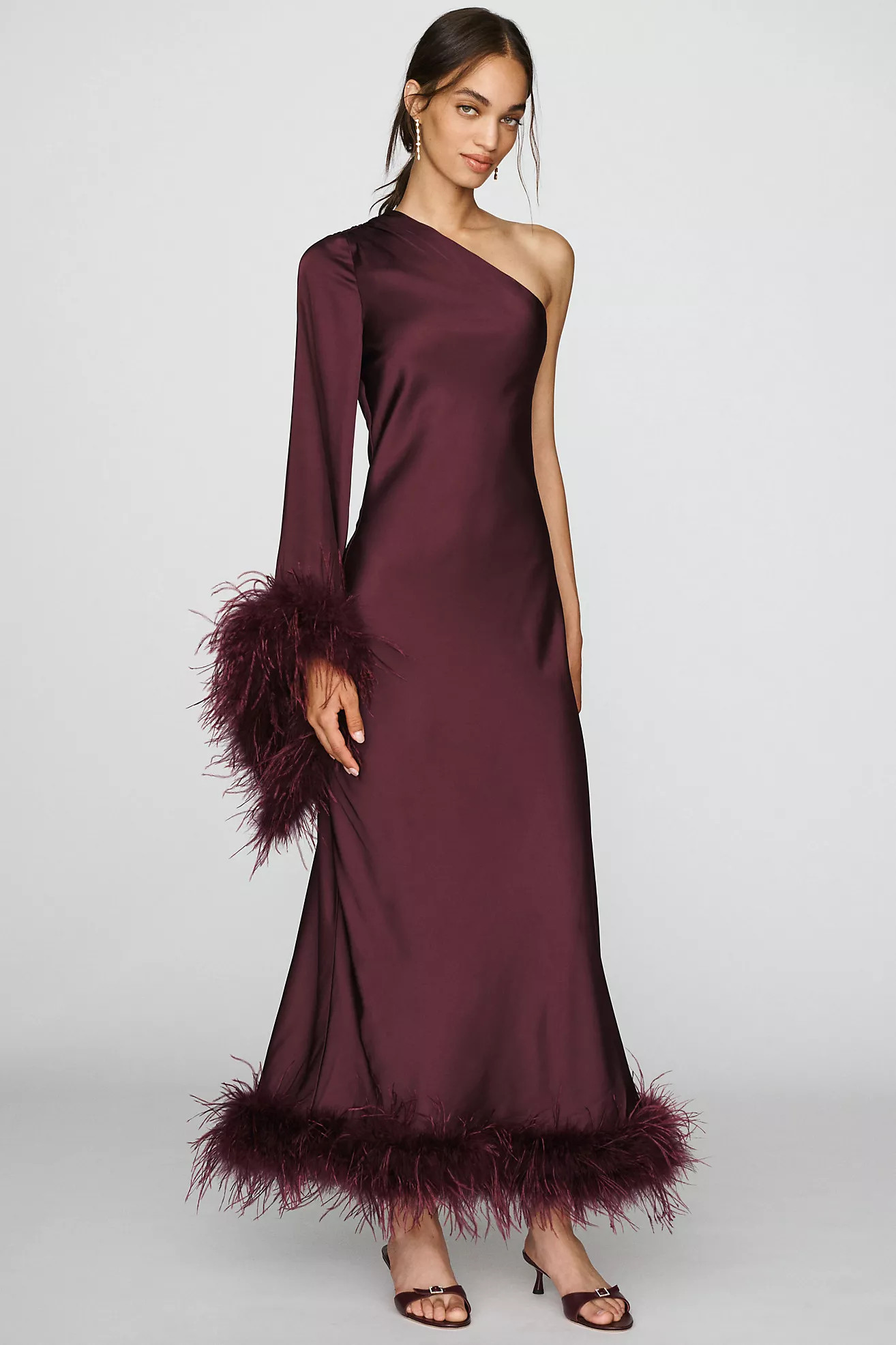 Hutch One-Shoulder Feather Kaftan | Anthropologie (US)