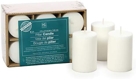 Hosley 2x3" High Pillar Candles, Set of 6. White, Unscented. Bulk Buy, Using a Wax Blend. Ideal for  | Amazon (US)