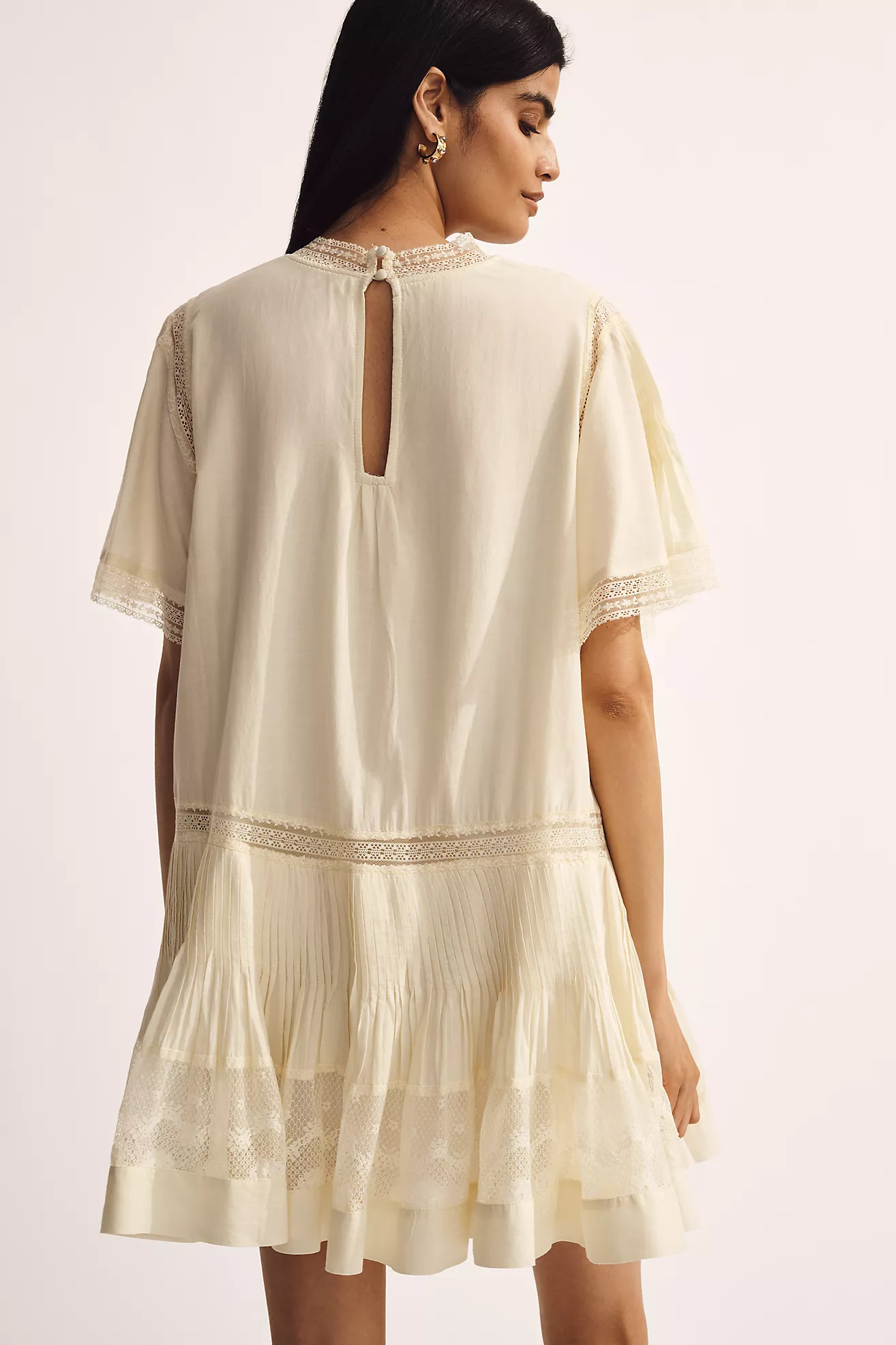 Maeve Short Sleeve V-Neck Pintuck Swing Tunic Dress | Anthropologie (US)