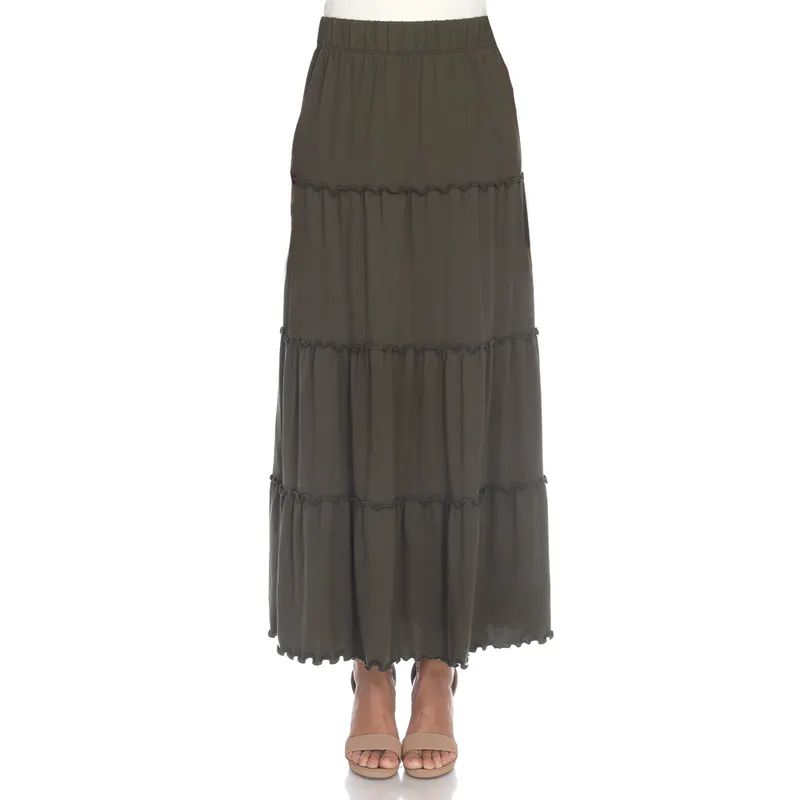 White Mark Tiered Maxi Skirt - Green - S | Verishop