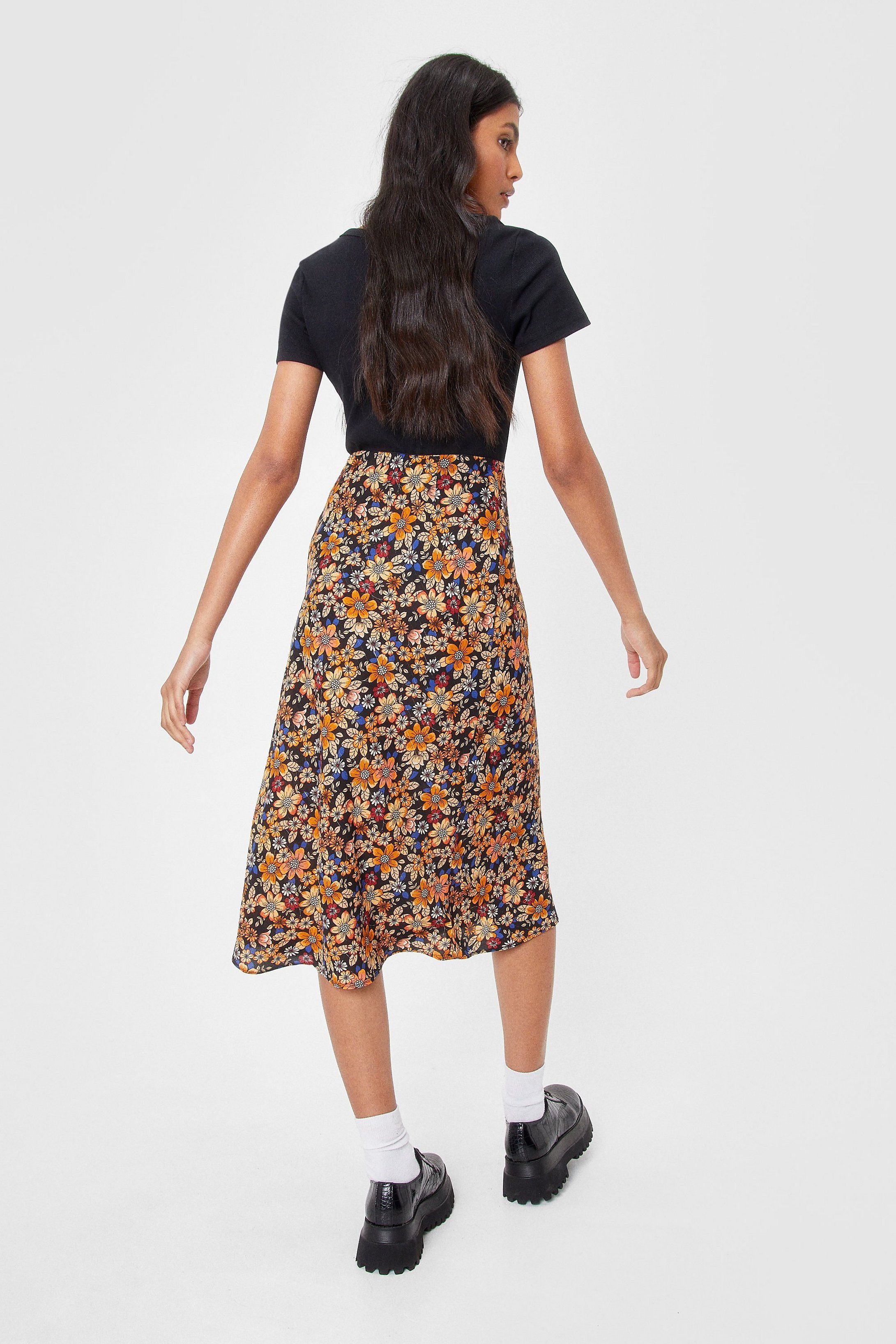 Flower Hungry High-Waisted Midi Skirt | NastyGal (US & CA)