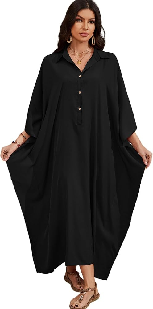 Bsubseach Kaftan Swimsuit Dresses Cover Ups Summer Beach Dress for Women Casual 3/4 Sleeve Maxi D... | Amazon (US)