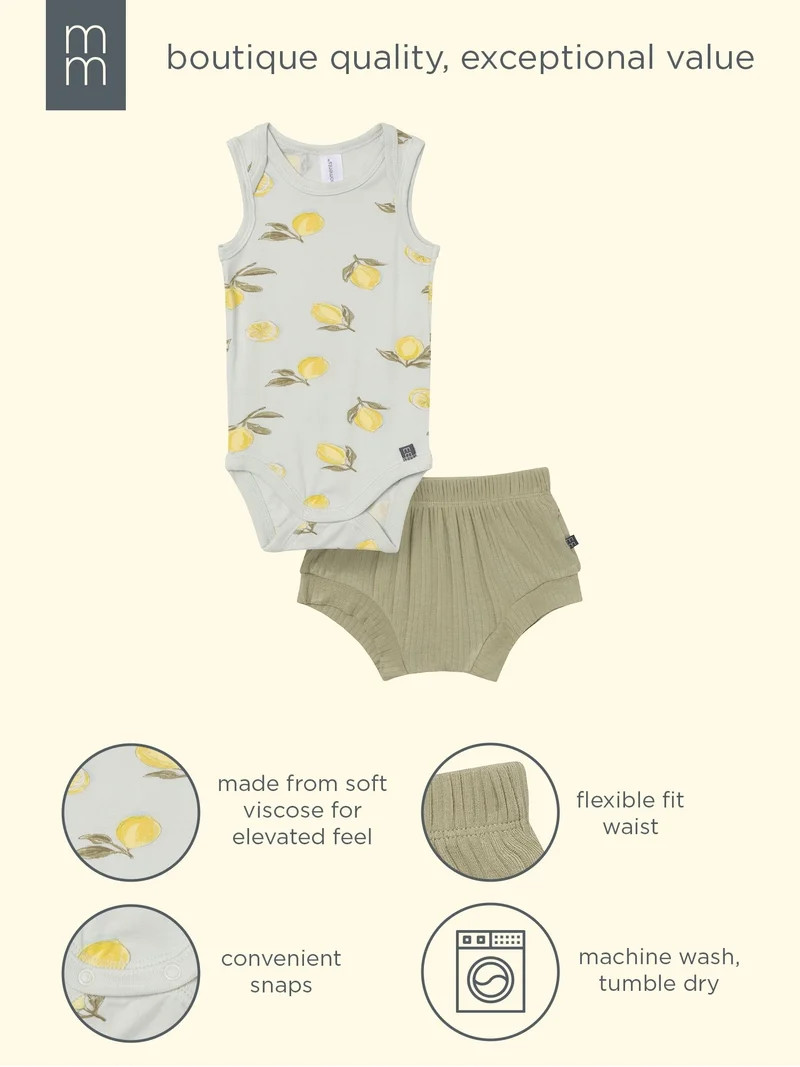 Modern Moments by Gerber Baby Neutral Viscose Sleeveless Bodysuit and Short Outfit Set, 2-Piece, ... | Walmart (US)