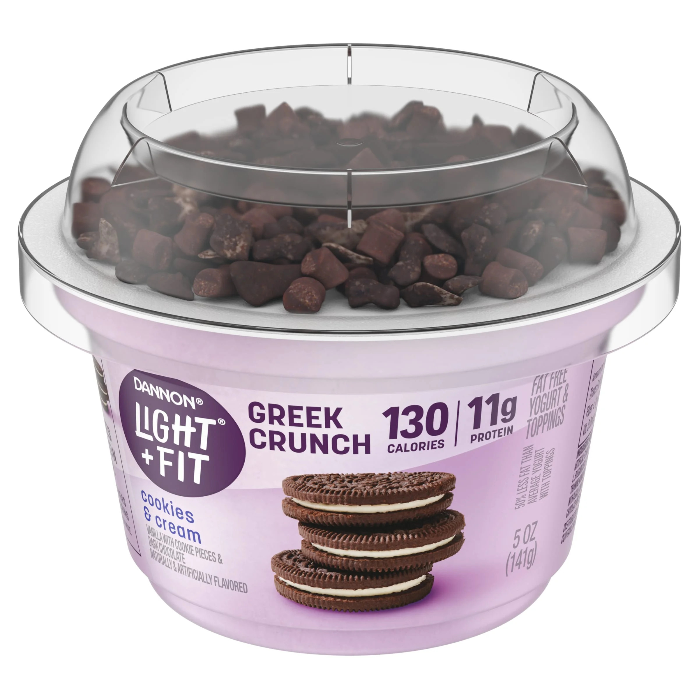 Dannon Light + Fit Cookies & Cream Crunch Greek Fat Free Yogurt Cup, 5 oz | Walmart (US)