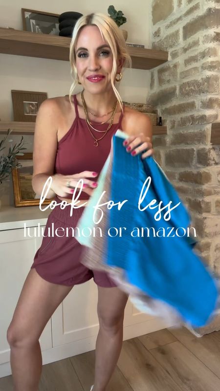 Amazon look for less! The lululemon hotty hot short are $78, these comes in over 15 colors and $25! I am wearing the 2.5 inch length. Plenty of length, have a liner and the perfect workout short! Ive linked all of my workout tops too, they are fun to mix and match with. I am wearing a medium and a small in the video, I prefer the fit of the small! 

#LTKfindsunder50 #LTKstyletip #LTKsalealert