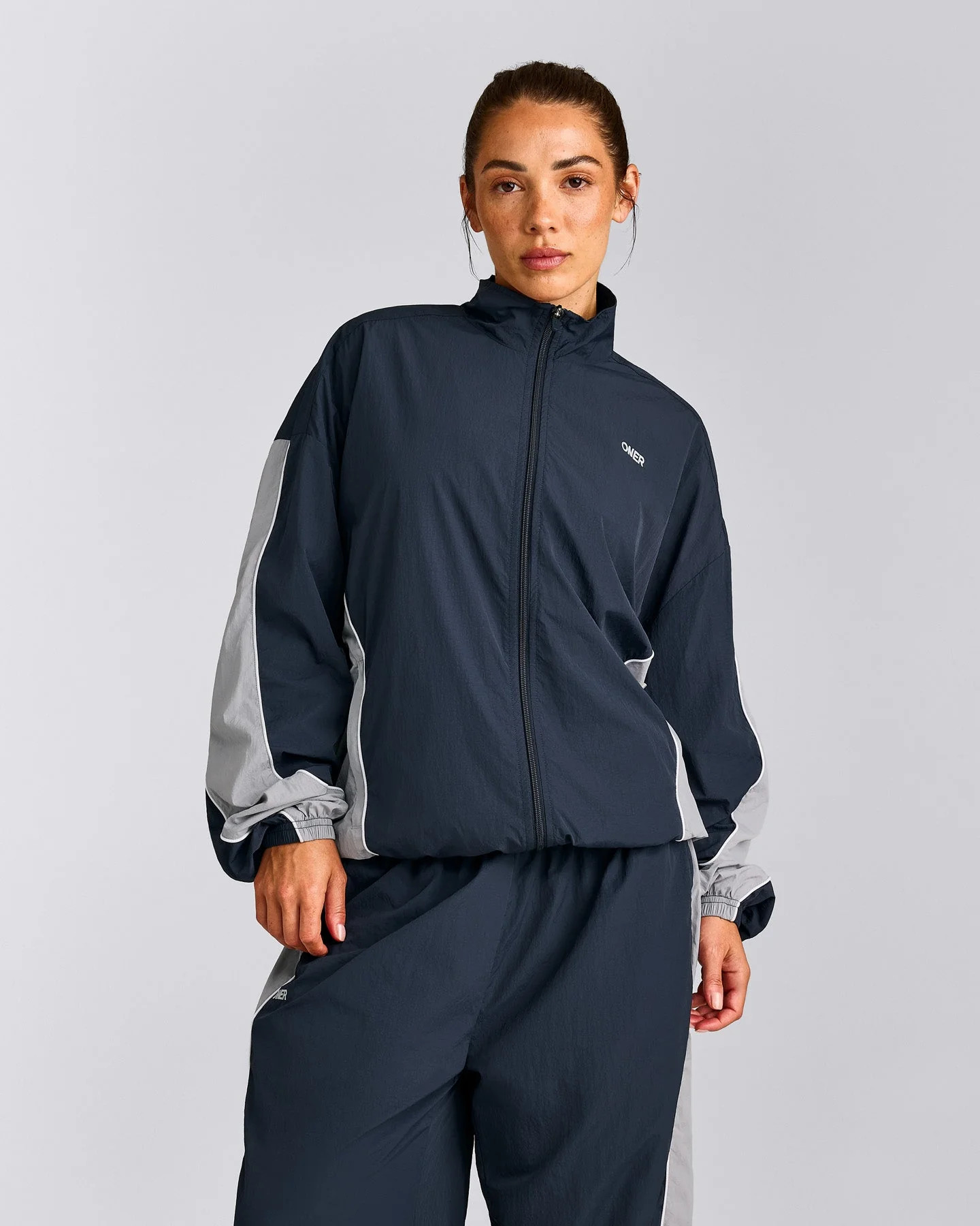 Oversized Contrast Piped Woven Track Jacket | True Blue | Oner Active (UK / US)
