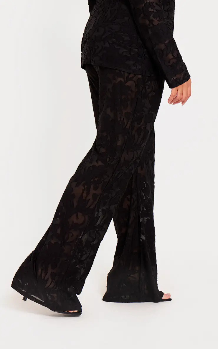 Trousers | Plus  Devore Flared Leg Trousers | PrettyLittleThing | PrettyLittleThing US