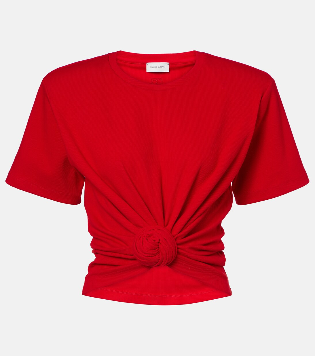 Knotted cropped cotton-blend jersey T-shirt | Mytheresa (UK)