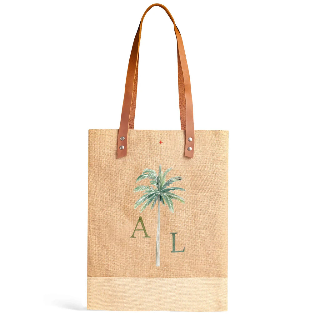 Wine Tote in Natural Palm Tree by Amy Logsdon Only available once per year | Apolis