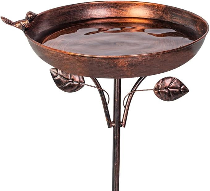 VEWOGARDEN Garden Metal Bird Bath 12" Bird Bath Bowl with 5 Prongs Base Stake, Vintage Bird Baths... | Amazon (US)