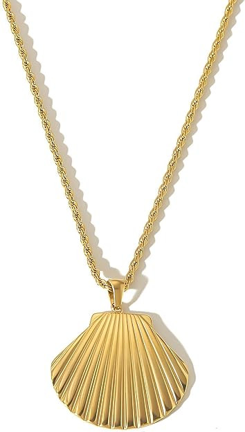 Gold Shell Pendant Necklace for Women Seashell Necklace Summer Beach Necklace Ocean Jewelry | Amazon (US)