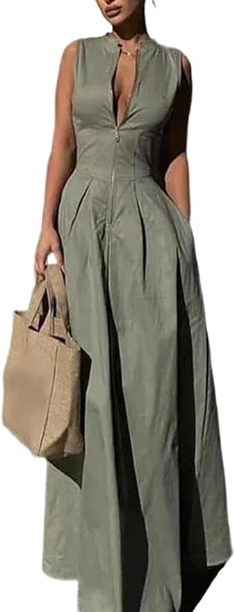 Molisry Women's Business Casual Work Dresses Flowy Sleeveless A-Line Tank Long Maxi Dress Summer ... | Amazon (US)