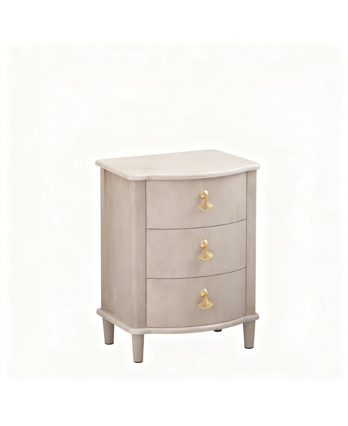 Yigii Vintage Curved Front Nightstand with Leaf Handles - White | Macy's