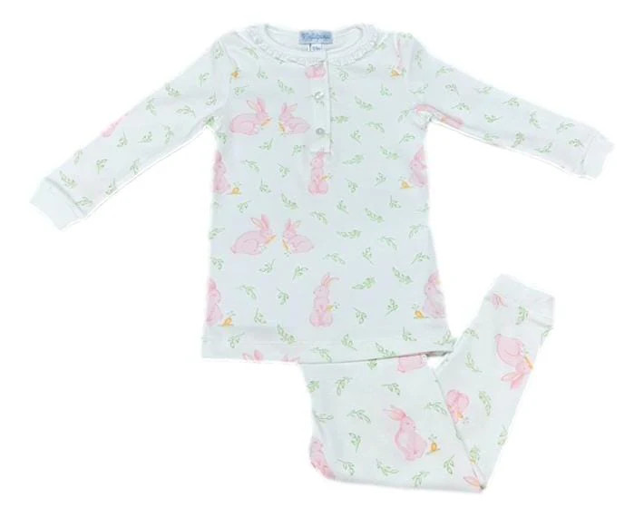Pink Bunny Print Pajama | The Horseshoe Crab