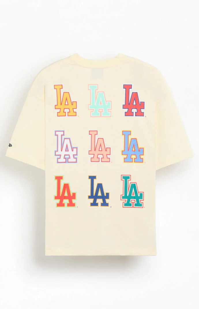 New Era Men's LA Dodgers Multi Logo T-Shirt in Natural - Size Medium | PacSun