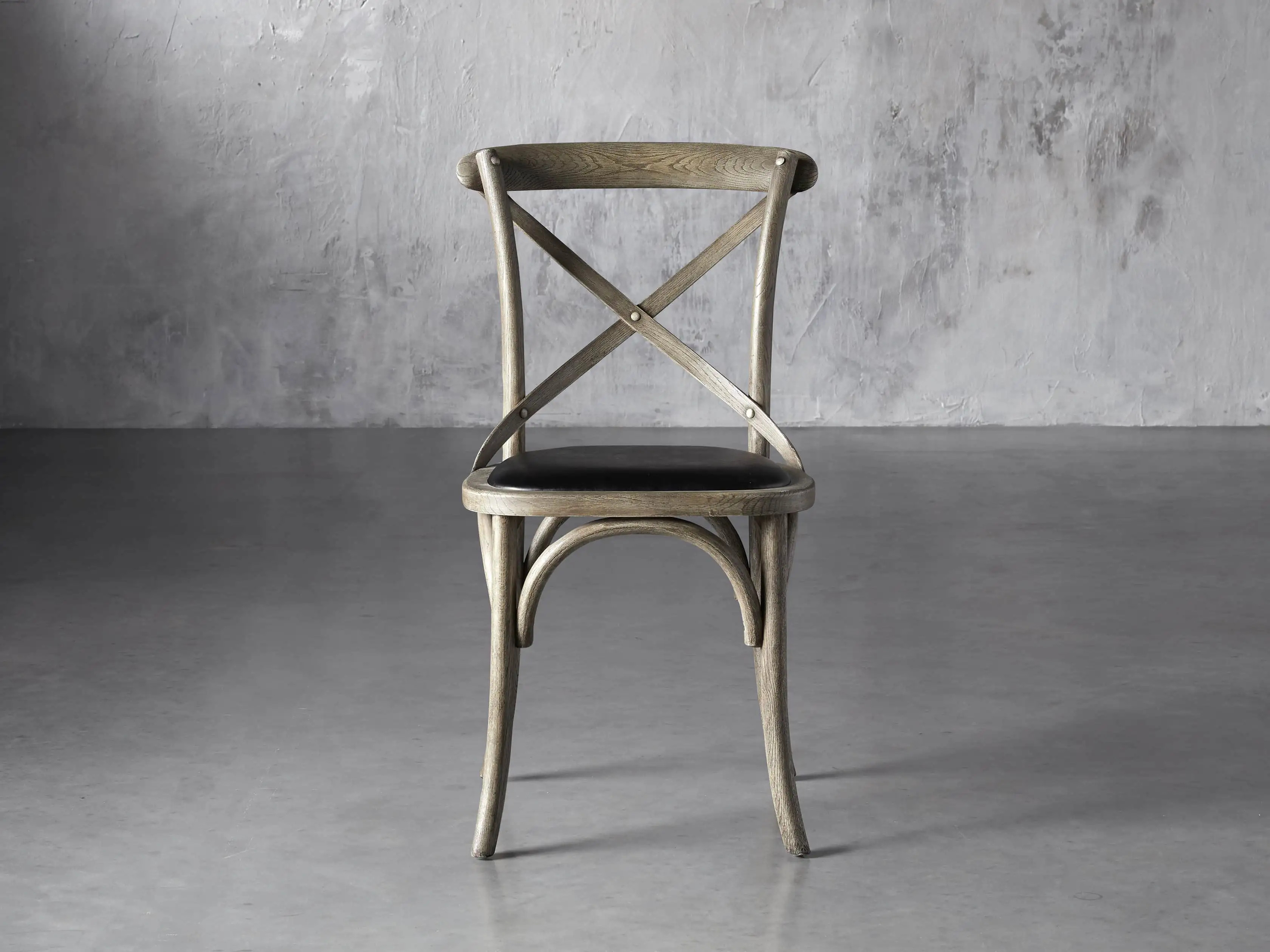 Cadence Dining Side Chair with Faux Black Leather Seat in Stone Vintage | Arhaus