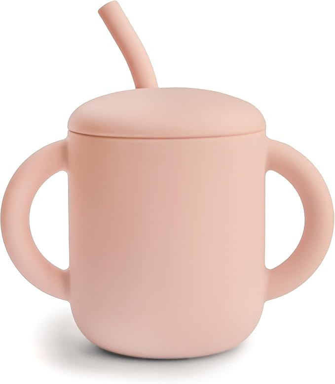mushie 100% Silicone Training Cup & Straw for Toddlers | 6 Months+ (Blush) | Amazon (US)