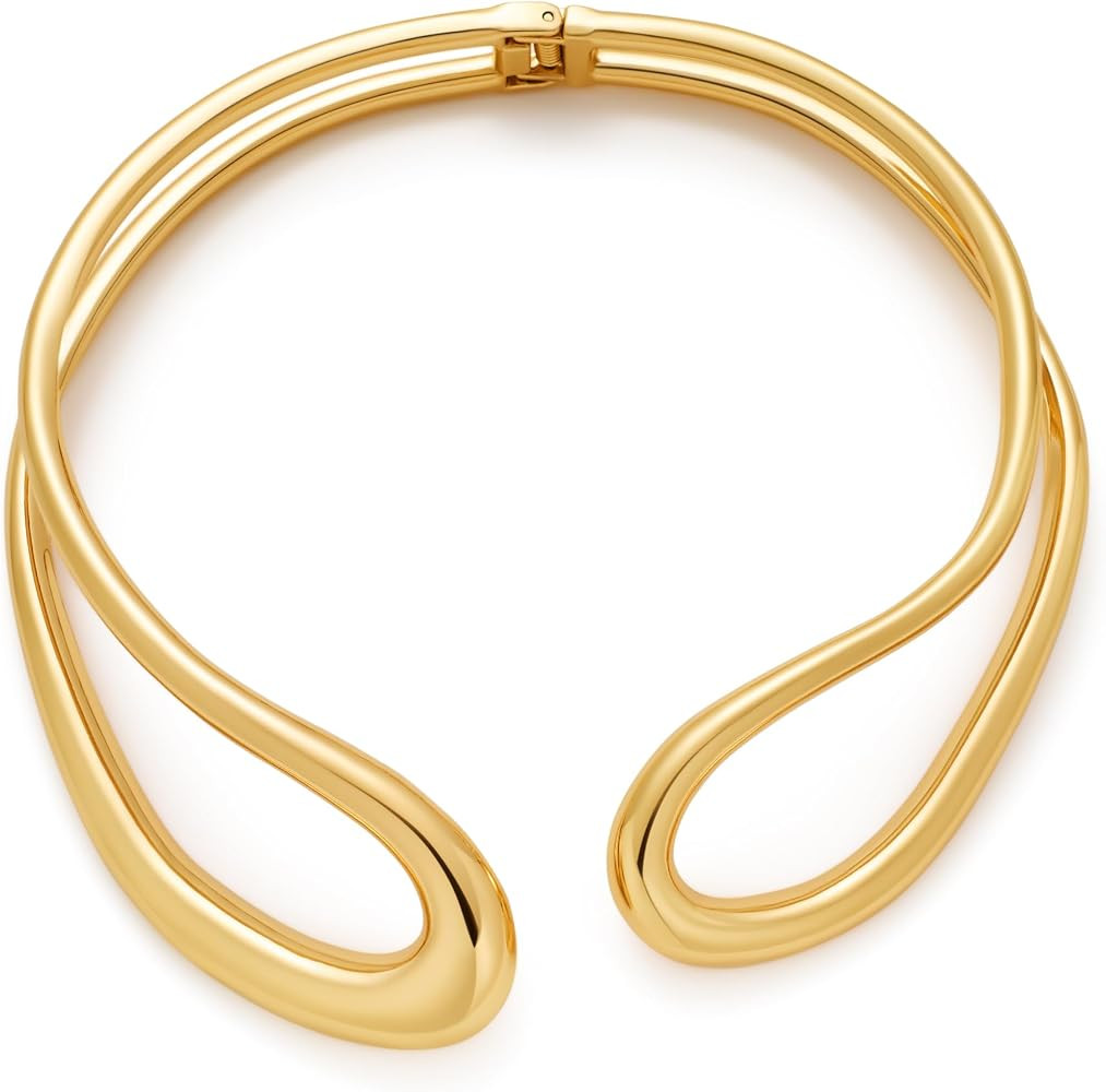 WOWORAMA Chunky Choker Collar Necklace for Women Double Layer Teardrop Collar Necklaces Heavy Bol... | Amazon (US)