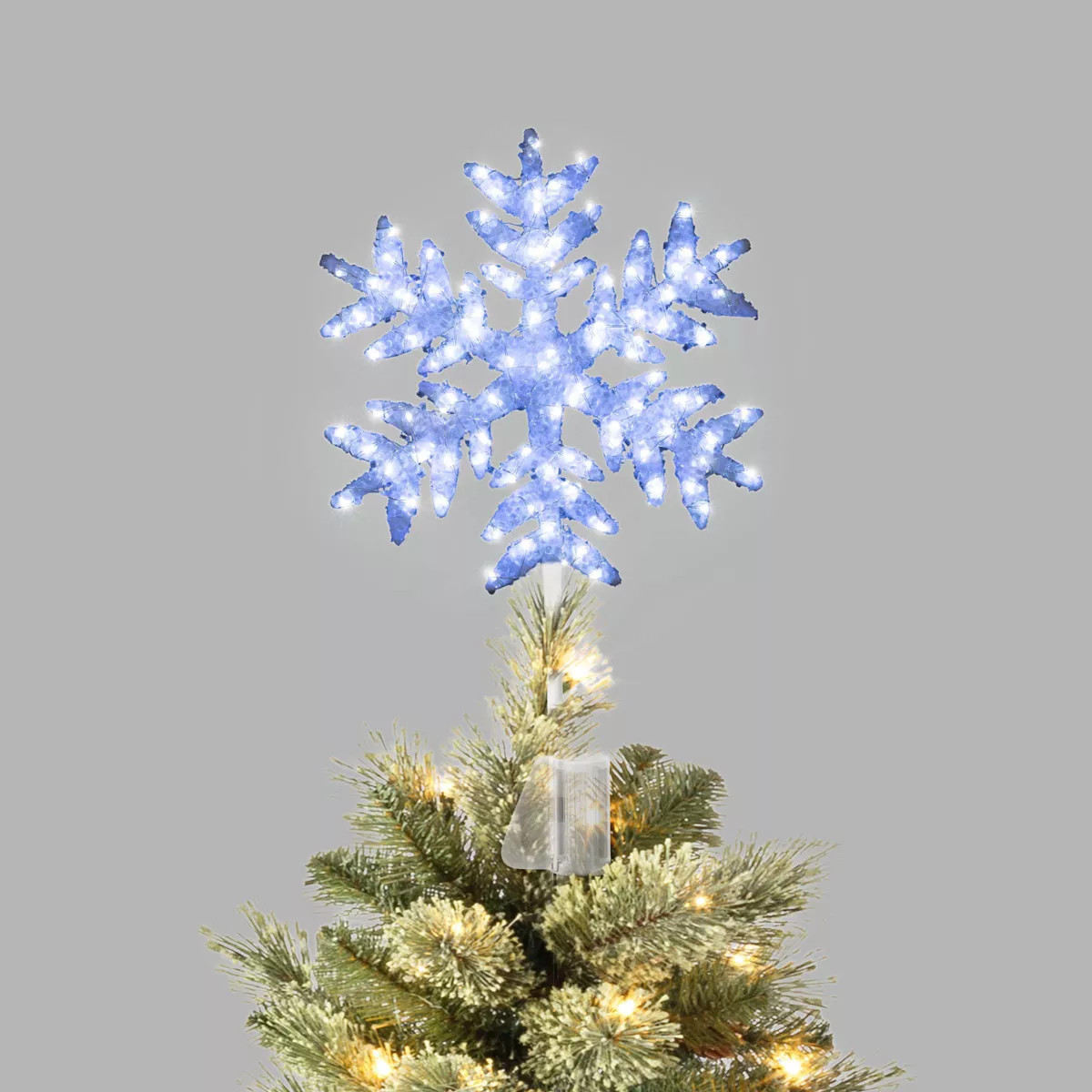 13.5" Pre-lit Snowflake Christmas Tree Topper White with Cool White LED Lights - Wondershop™ | Target