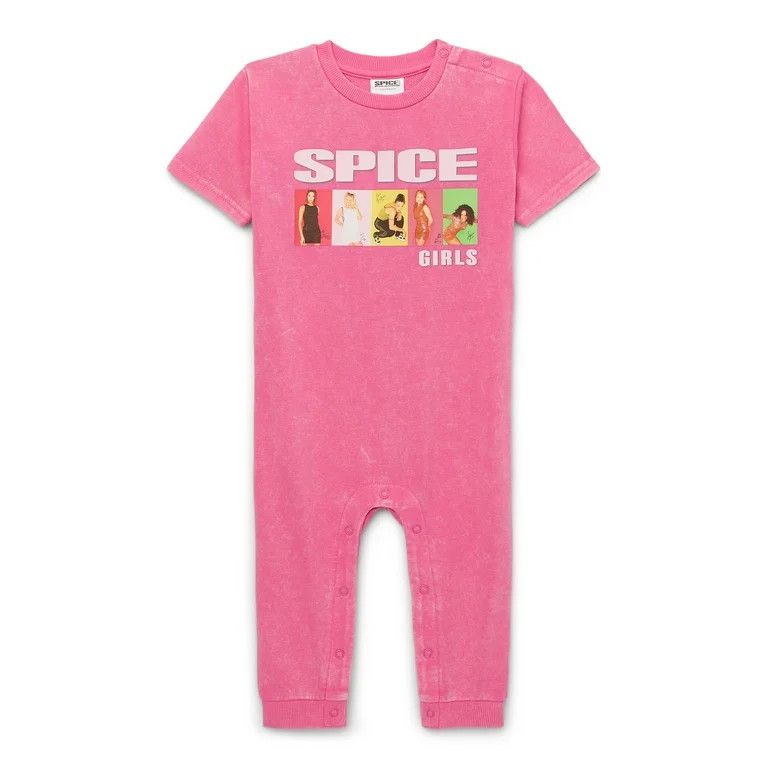 Spice Girls Baby Girls Graphic Mineral Washed Romper, Sizes 0/3 Months-24 Months | Walmart (US)