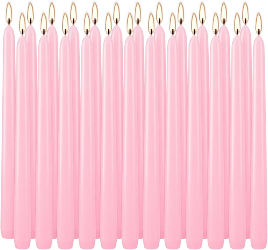 10 Inch Pink Taper Candles Set of 24, Dripless and Unscented Candle Sticks for Dinner, Shabbat, H... | Amazon (US)