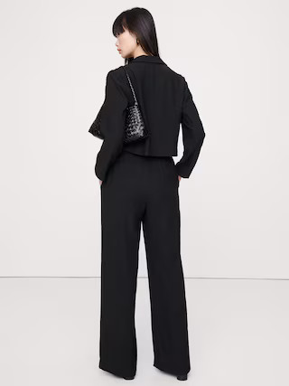 High-Rise Wide-Leg Pull-On Crinkle Pant | Banana Republic (US)