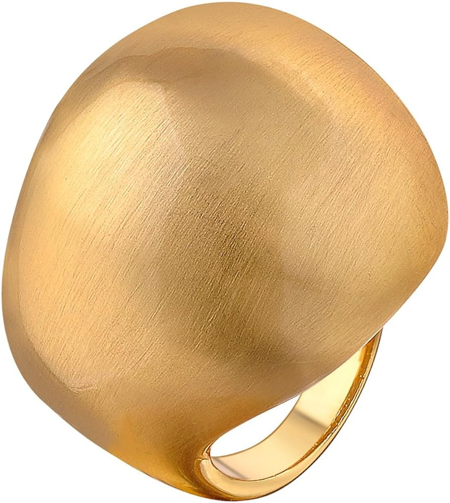 Gold and Silver Rings for Women, Chunky Signet Statement Rings Gold Plated Band Ring Wide Metal S... | Amazon (US)