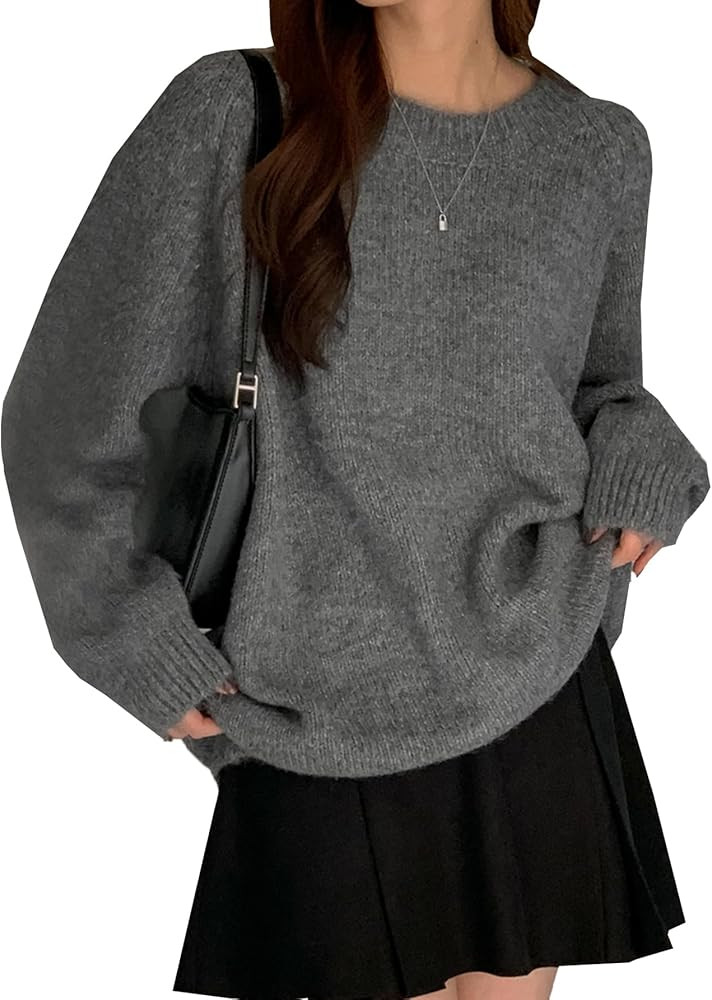 SHENHE Women's Oversized Fall Sweaters Slouchy Crew Neck Raglan Sleeve Knit Casual Boxy Pullover ... | Amazon (US)
