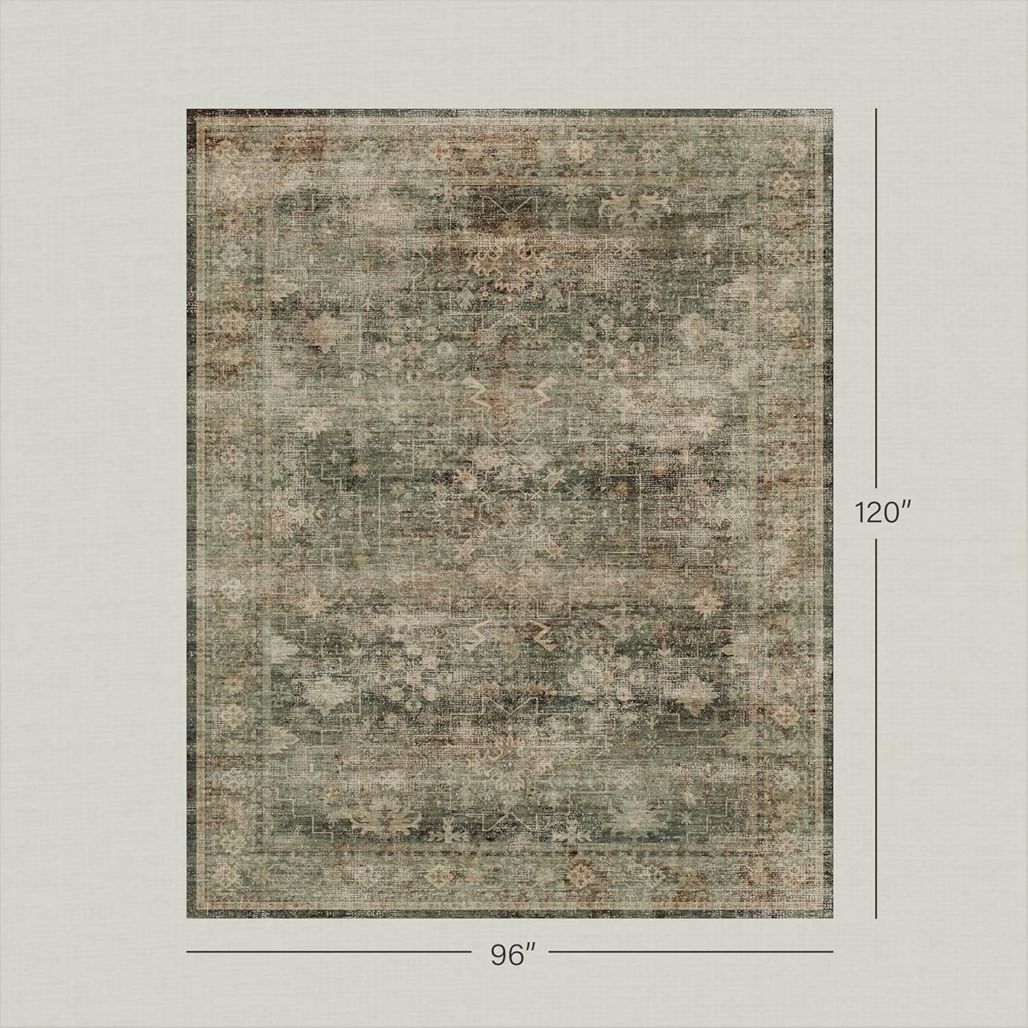 Boho 8x10 Moss Green Area Rugs for Living Room, Bedroom, Cottagecore Vintage Abstract Distressed ... | Amazon (US)