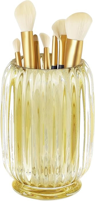 Makeup Brush Holder, Thick Glass Makeup Brush Organizer Cup, 4.8" Tall for Vanity Hair Brush Hold... | Amazon (US)