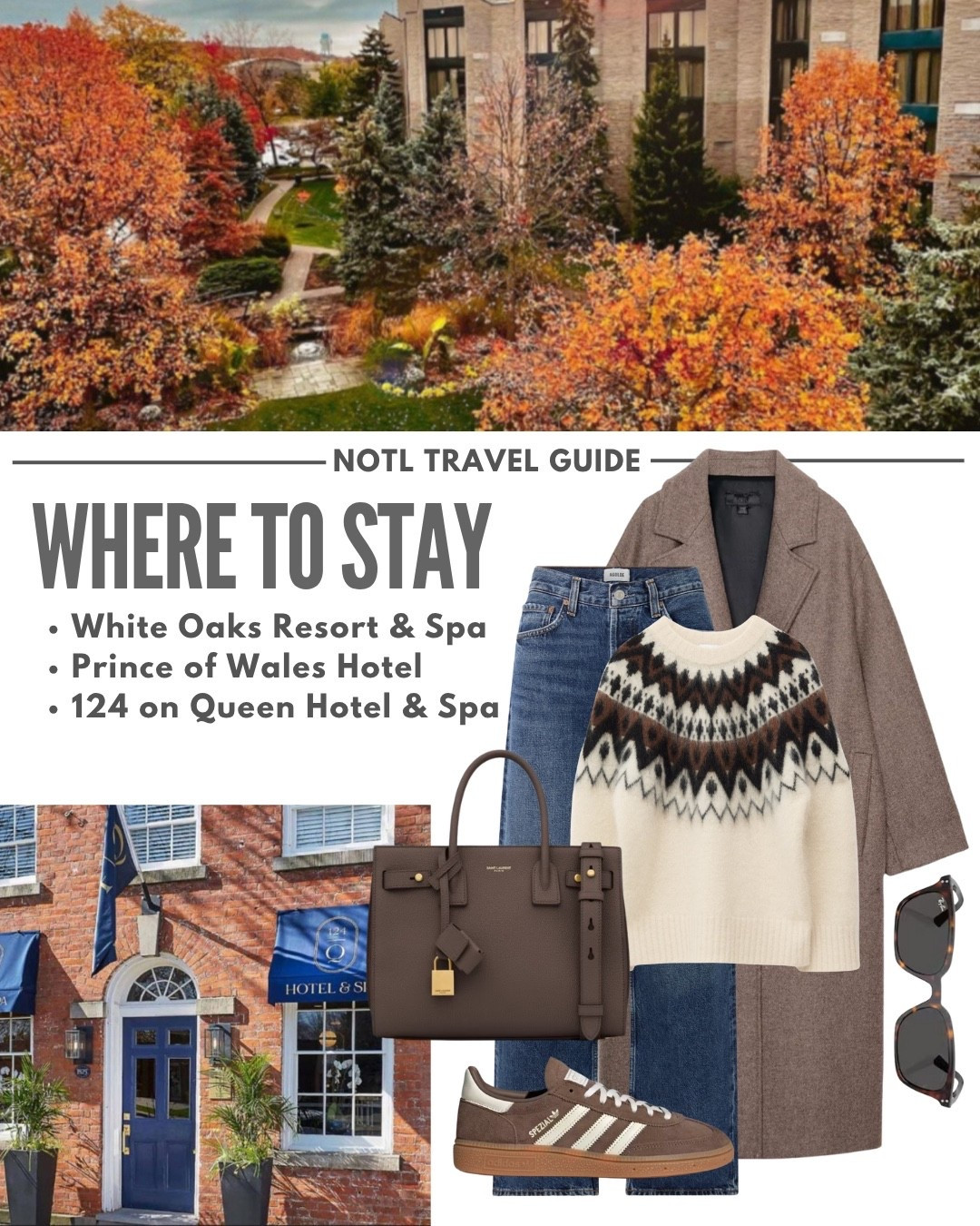 What to wear for a fall weekend getaway 🍂

Tags: autumn outfit, new in H&M fair isle sweater, wool coat, agolde 90s pinch waist jeans, ysl nano tote bag, brown adidas Spezial sneakers, Ray-ban sunglasses, espresso brown, neutral aesthetic, thanksgiving, Niagara-on-the-Lake travel guide autumn outfit

#LTKItBag #LTKHoliday #LTKTravel