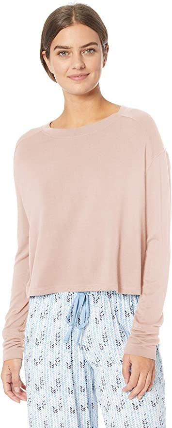 Amazon Brand - Mae Women's Loungewear Supersoft French Terry Boxy Cropped Long Sleeve Pullover | Amazon (US)