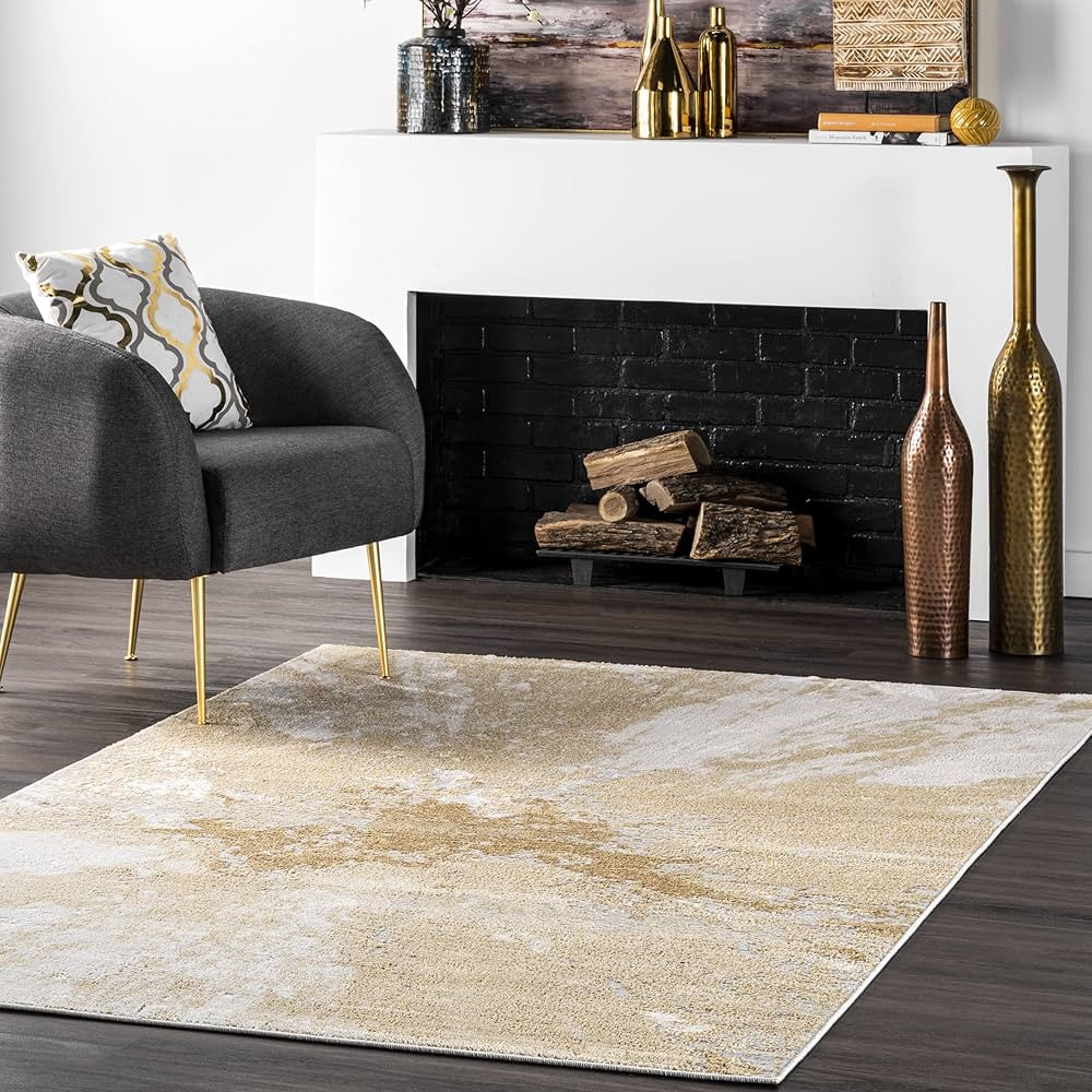 nuLOOM Cyn Contemporary Abstract Area Rug, 13x15, Gold | Amazon (US)