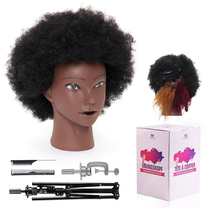 100% African Mannequin Head Human Hair,4C Afro Curly Cosmetology Manican Manikin Doll Head with 4... | Amazon (US)