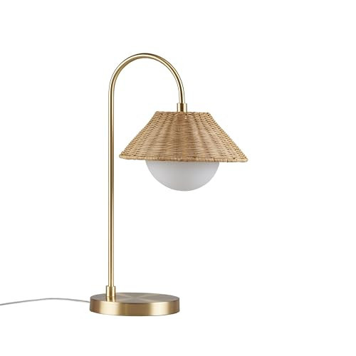 INK+IVY Table Lamp - Charming Rattan Nightstand Bedside Lamp Gold Metal Base, Charming Natural Study Lamp, Clear Polarized Cord, in-Line Swtich, Laguna Décor Lamp Rattan Shade, 20" H Gold/Natural | Amazon (US)
