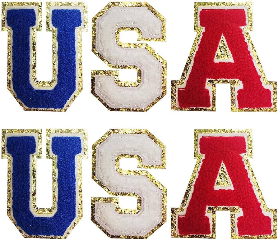 6 Pcs USA Patch, Iron on Patches Sew On Alphabet Applique Letter Number Patches for Clothing Acce... | Amazon (US)