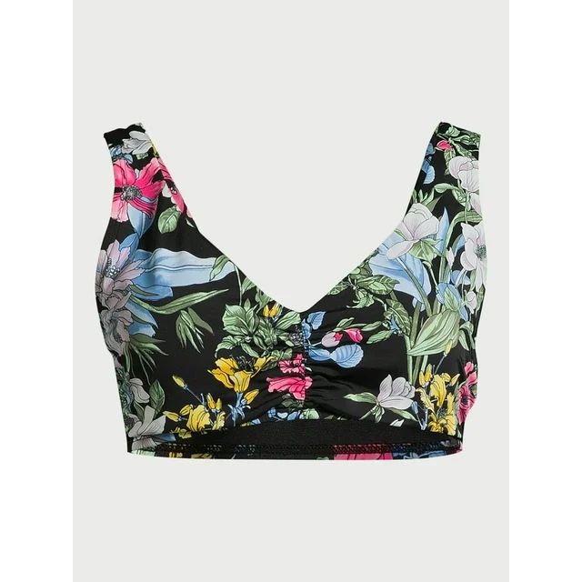 Time and Tru Women's Floral Plunge Swim Top, Sizes S-XL | Walmart (US)